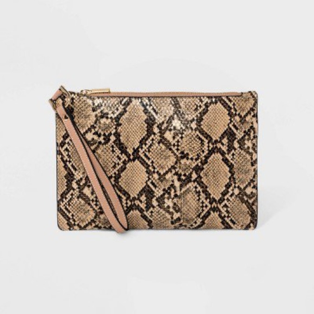 a new day Snake Print Wristlet in Beige and Black